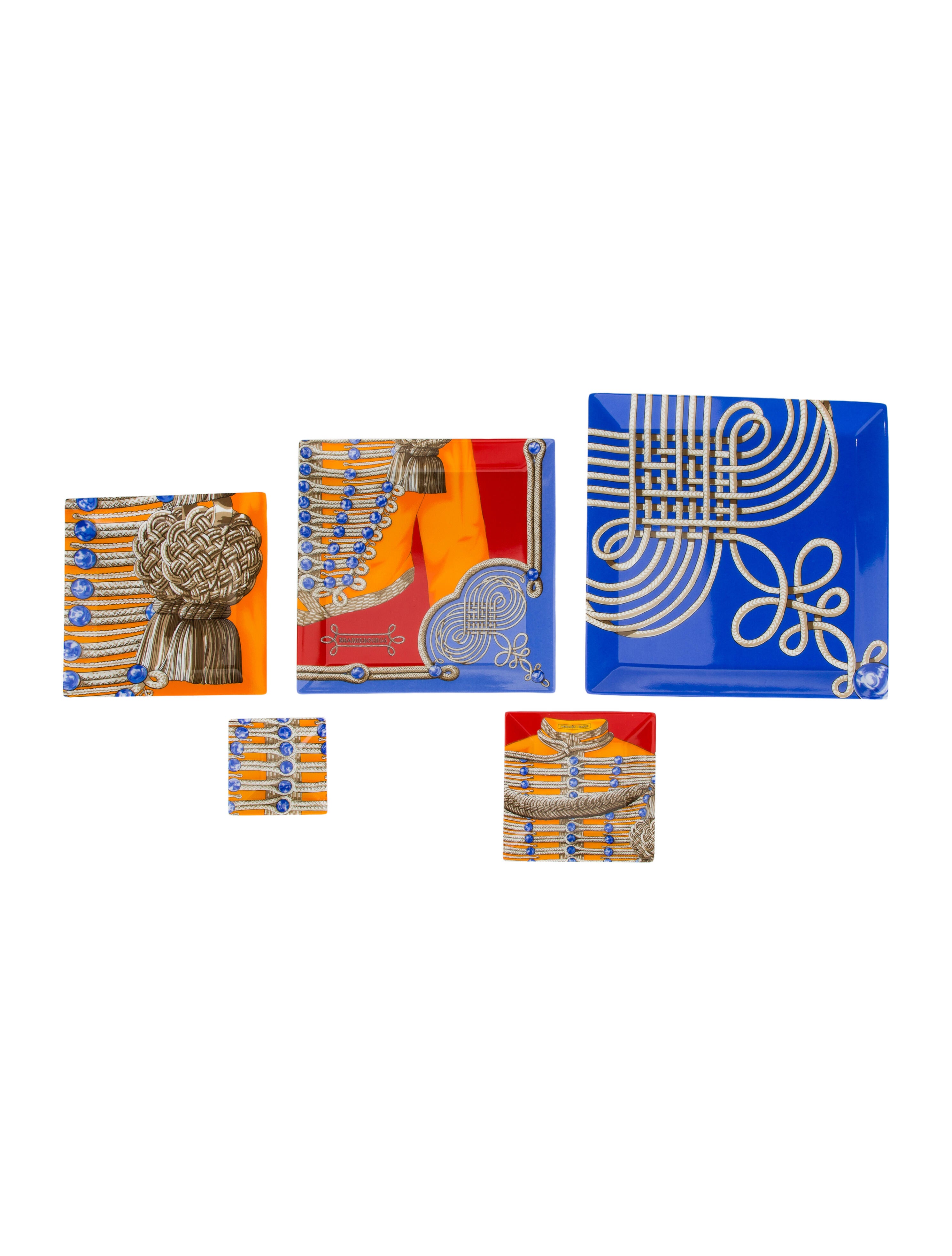 Hermès 5-Piece Brandebourgs Square Plate Set